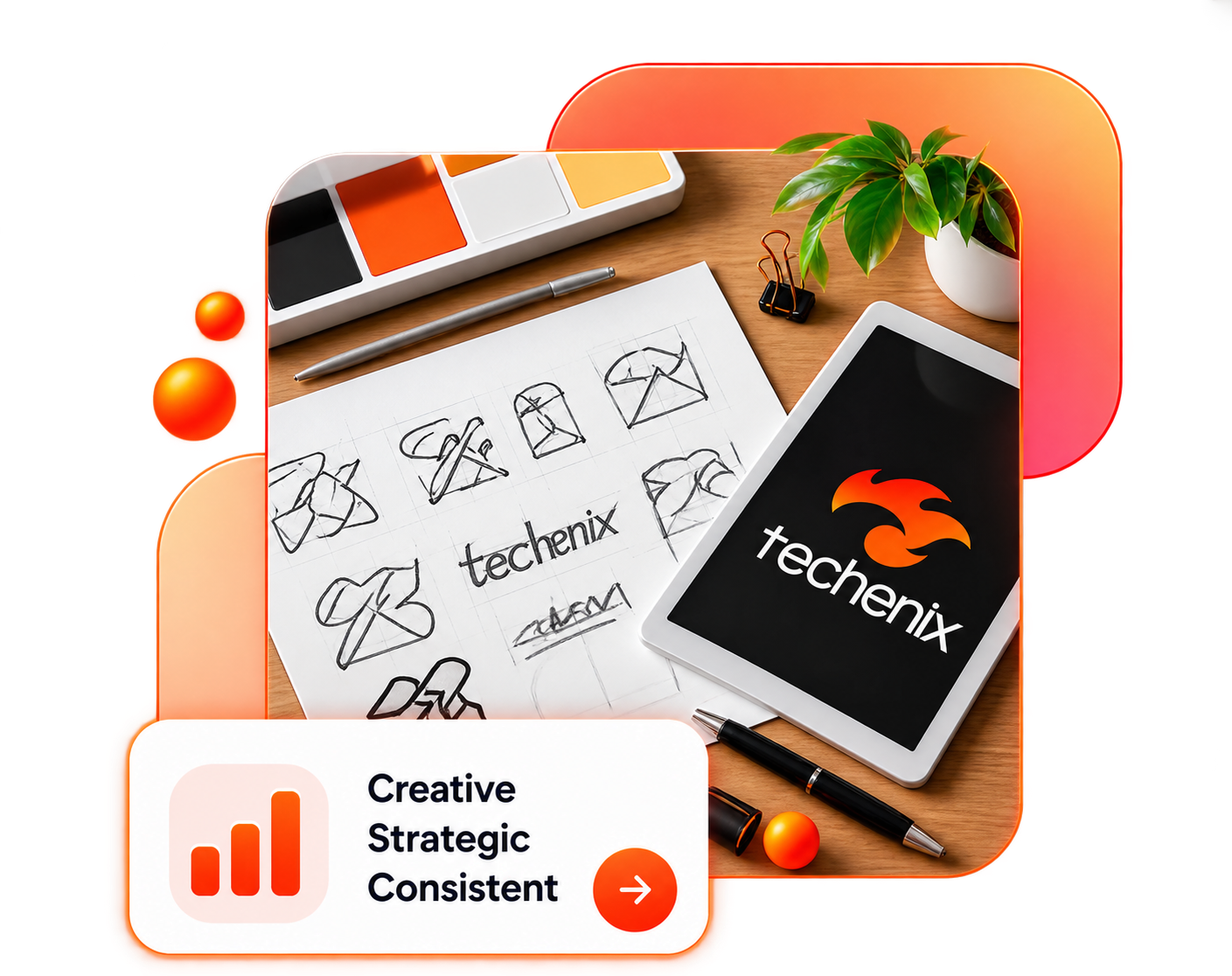 Brand identity strategy and creative design workspace